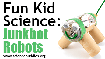 Example of junkbot robot made from recycled and craft materials