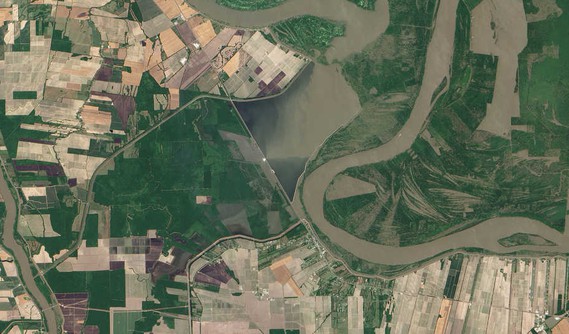 Mississippi River Morganza Spillway satellite image