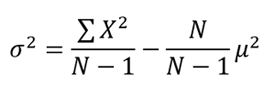 Equation for variance in a sample population using the population N minus one