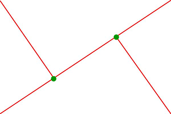 Three red lines create a template for the golden mean