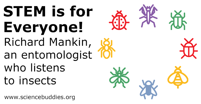 Icons related to bugs and insects to represent Richard Mankins's career in entomology
