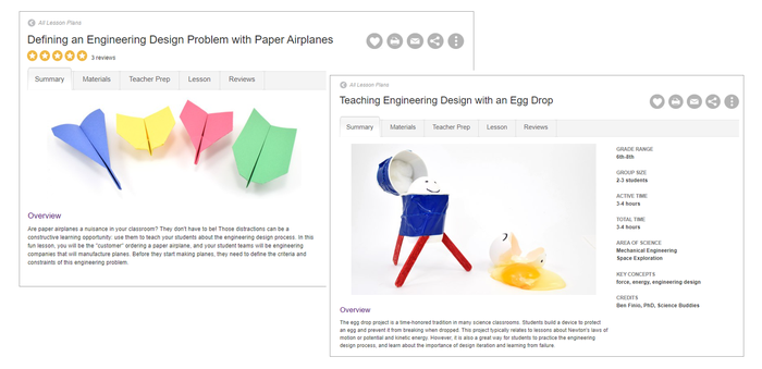 Lesson plans to teach Engineering Design Process - paper airplanes and egg drop