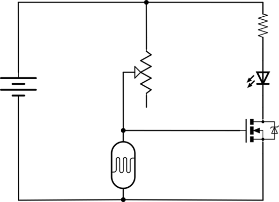 Circuit diagram for an LED night light
