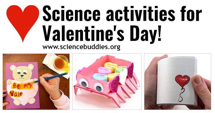 Invisible ink valentine, candy heart delivery robot, and flipbook to represent collection of Valentine's Day Themed STEM activities
