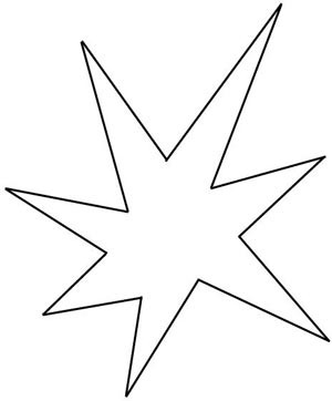 An irregular star-shape with seven points