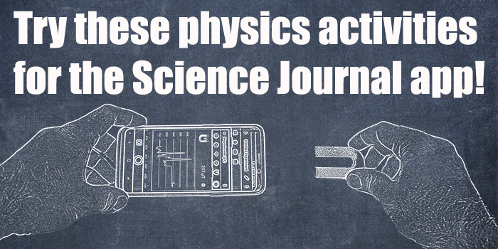 Drawing of a magnet held up to a smartphone with the Google Science Journal app opened